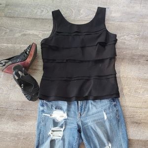 White House Black Market black tiered blouse